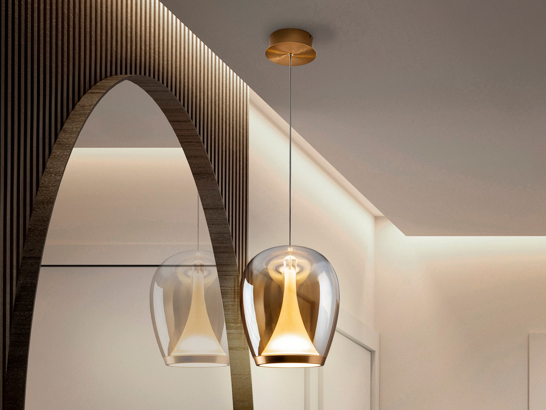 SCHULLER 724524 - Lámpara Suspiro Dorado y Ambar - Colección Suspiro - LUZGURÚ