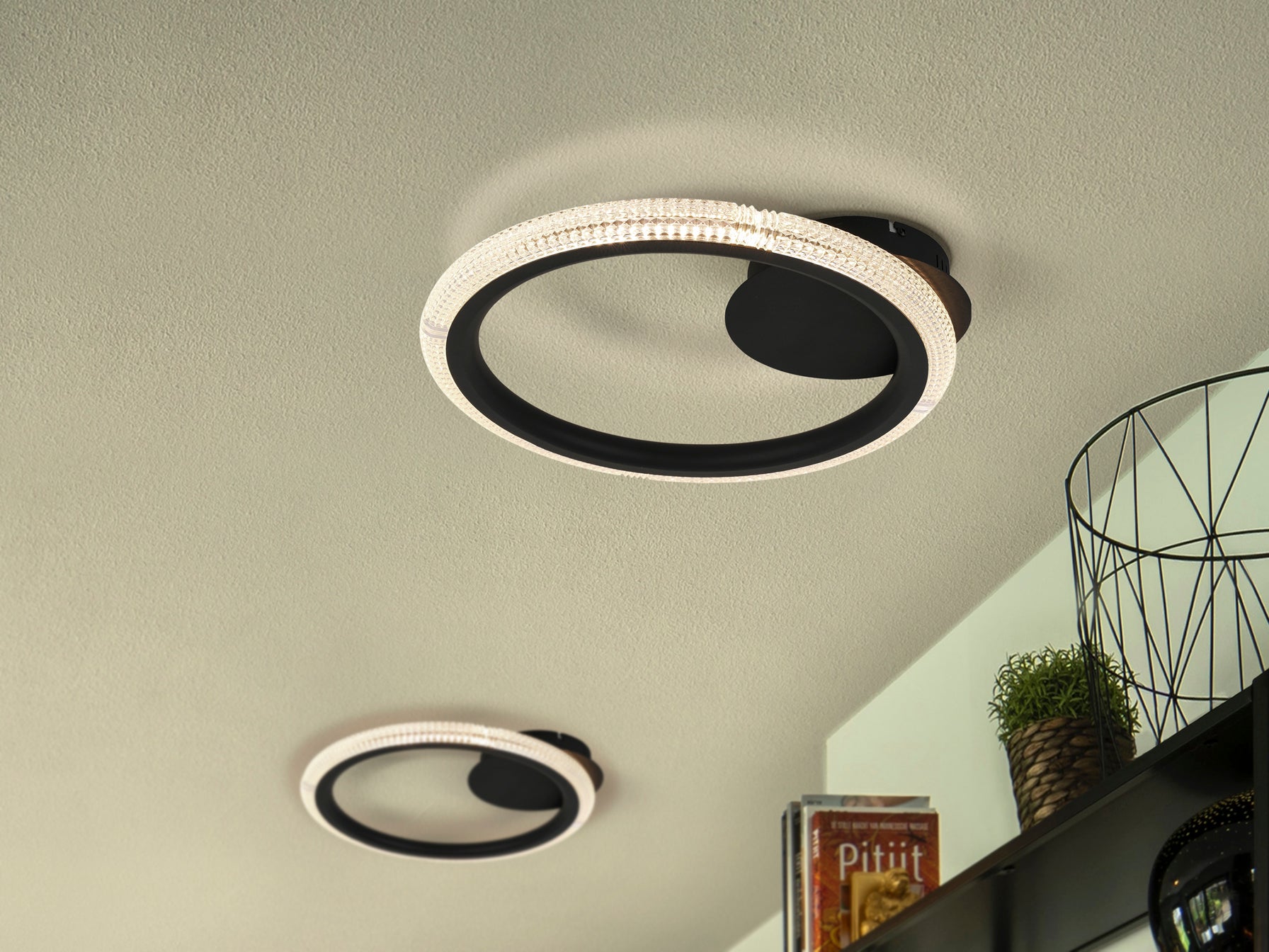 Plafón LED Negro Moderno - Schuller Ring - luzguru.com