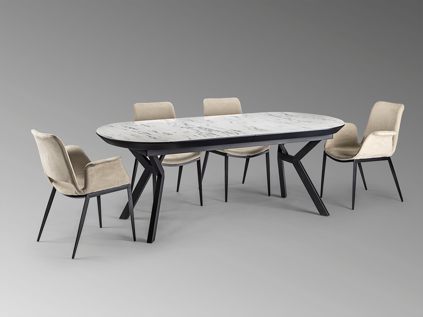 Mesa Comedor Extensible Marmol Blanco - Schuller Antea | luzguru.com