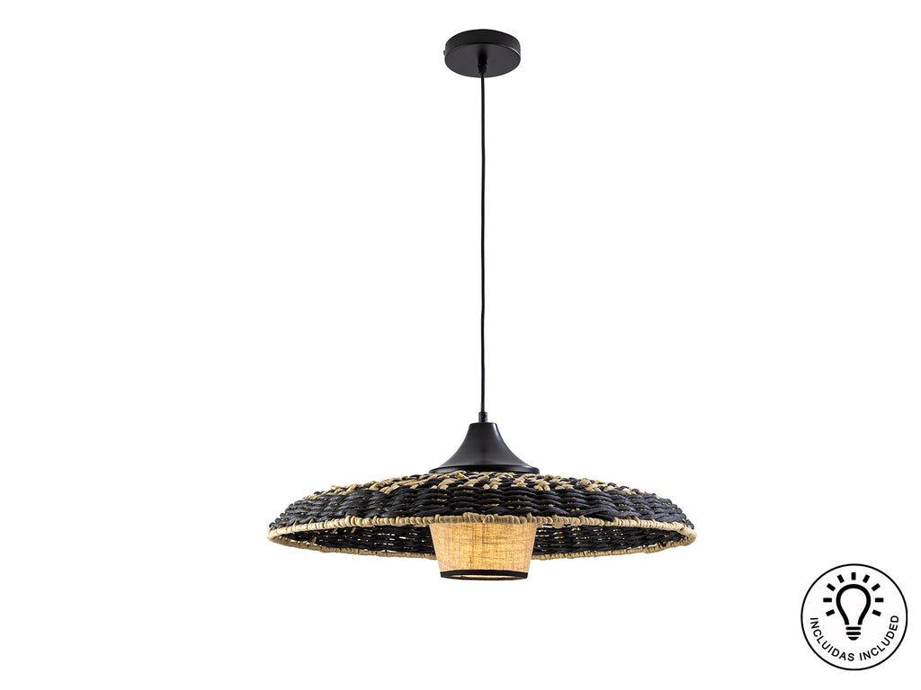 Lámpara de Papel Trenzado Negra - Schuller Fiji | luzguru.com