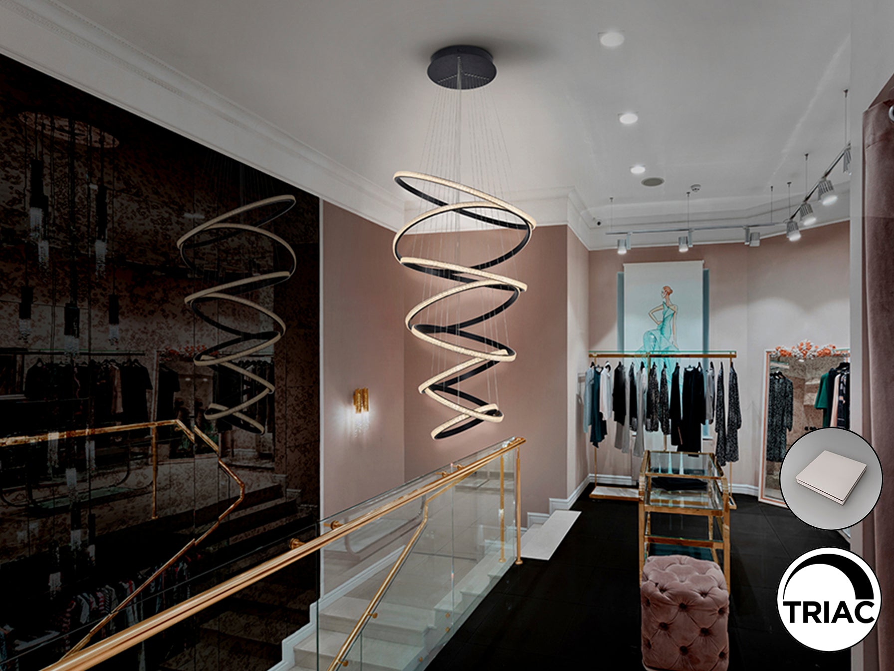 Lámpara de Techo 8 Aros Negra - Schuller Ring - Calidad Premium | luzguru.com