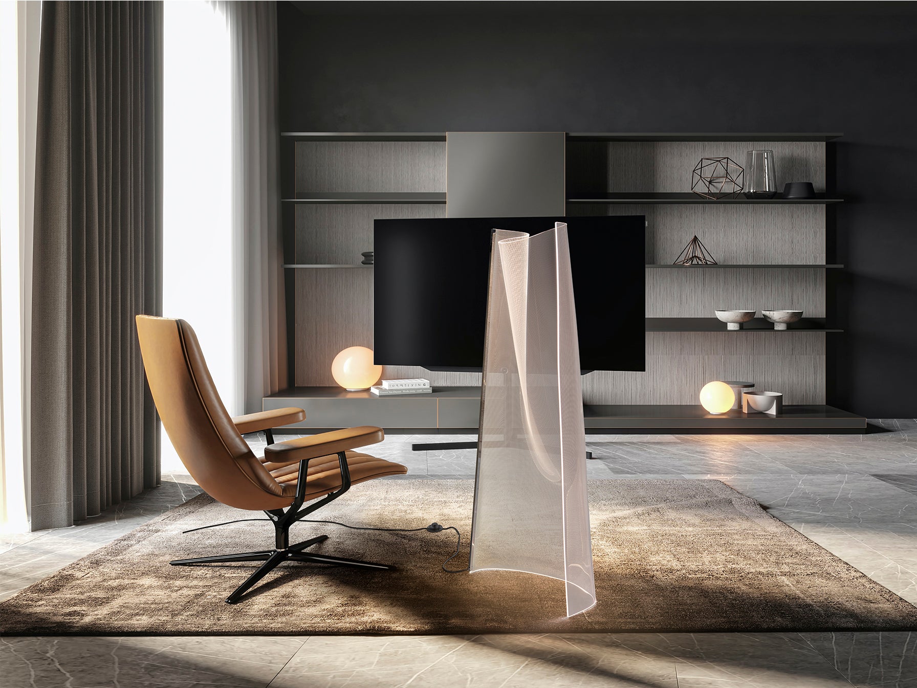 Lámpara Pie Moderna Cromada Schuller Velos - luzguru.com