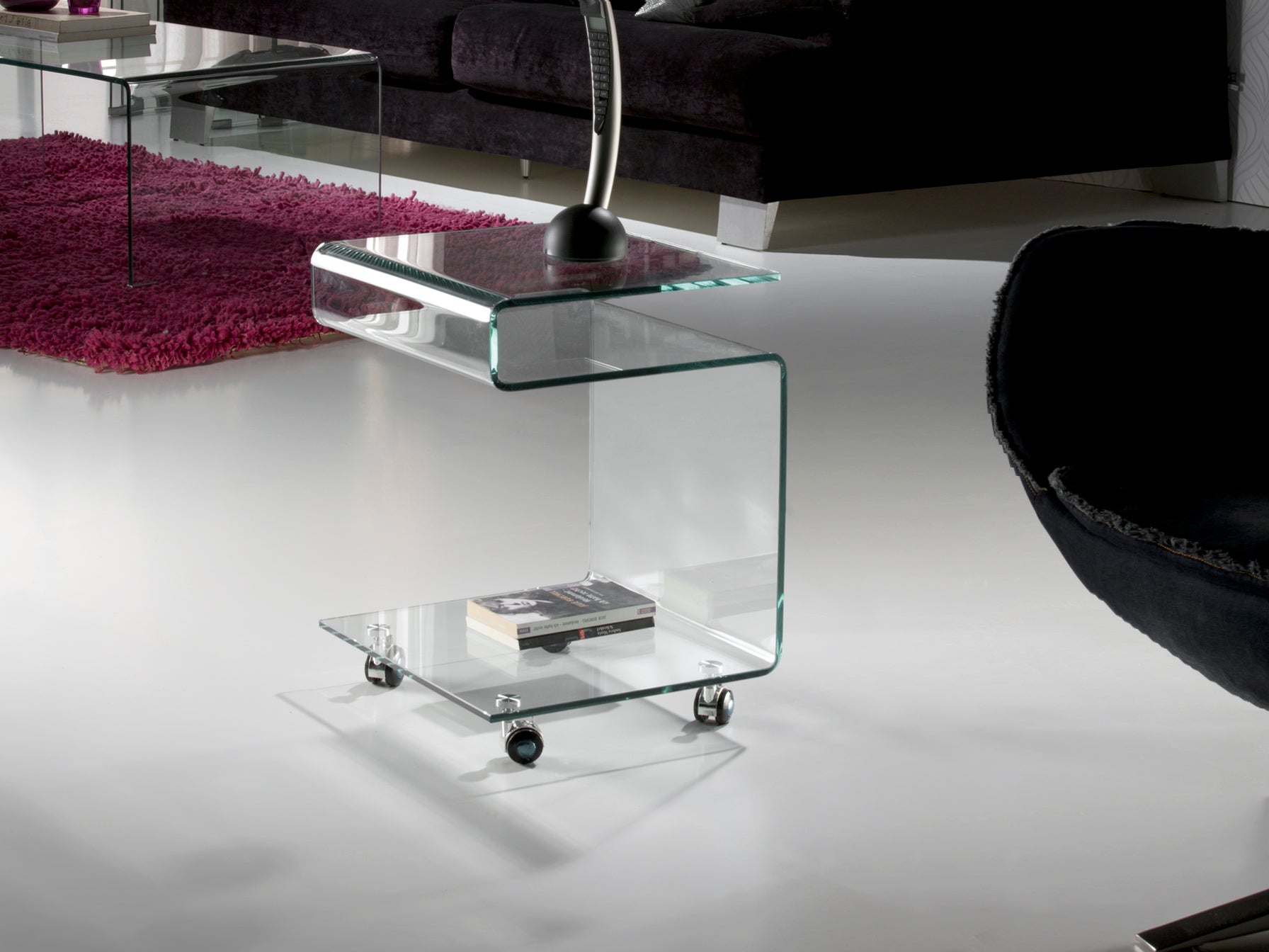 Mesa Auxiliar Cristal Transparente - Schuller - Calidad Premium | luzguru.com