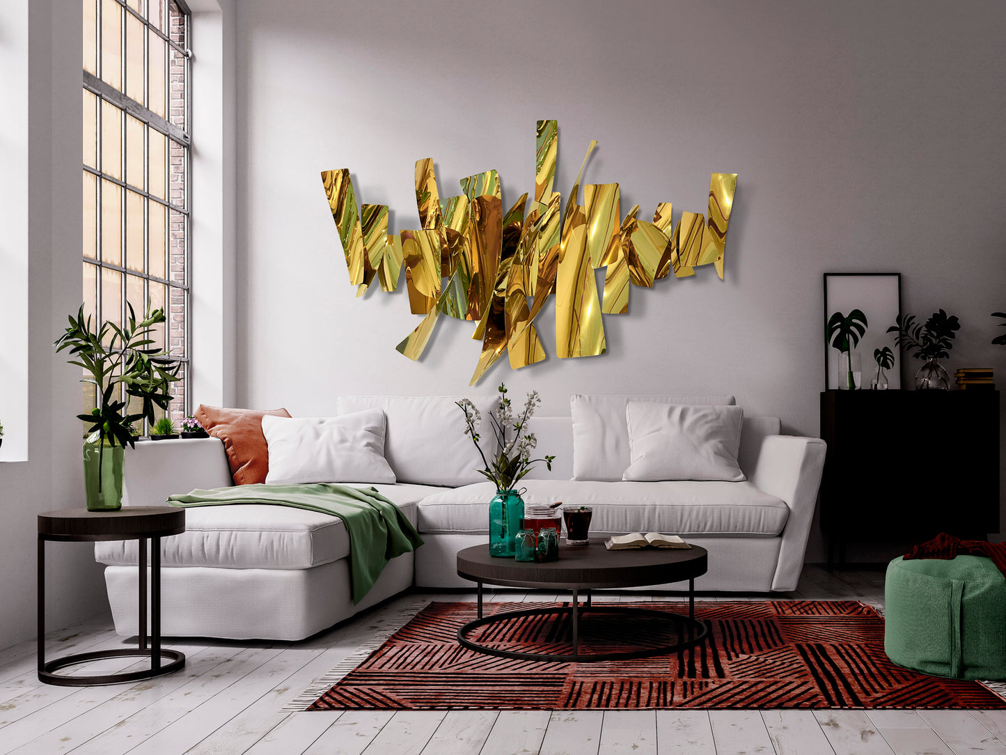 Escultura de pared Schuller Fracture 997218 - Acero Dorado Brillante - luzguru.com