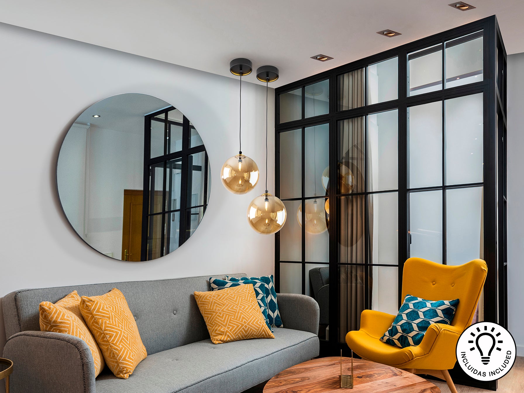 Lámpara Moderna Negro y Latón - Schuller Dark | luzguru.com