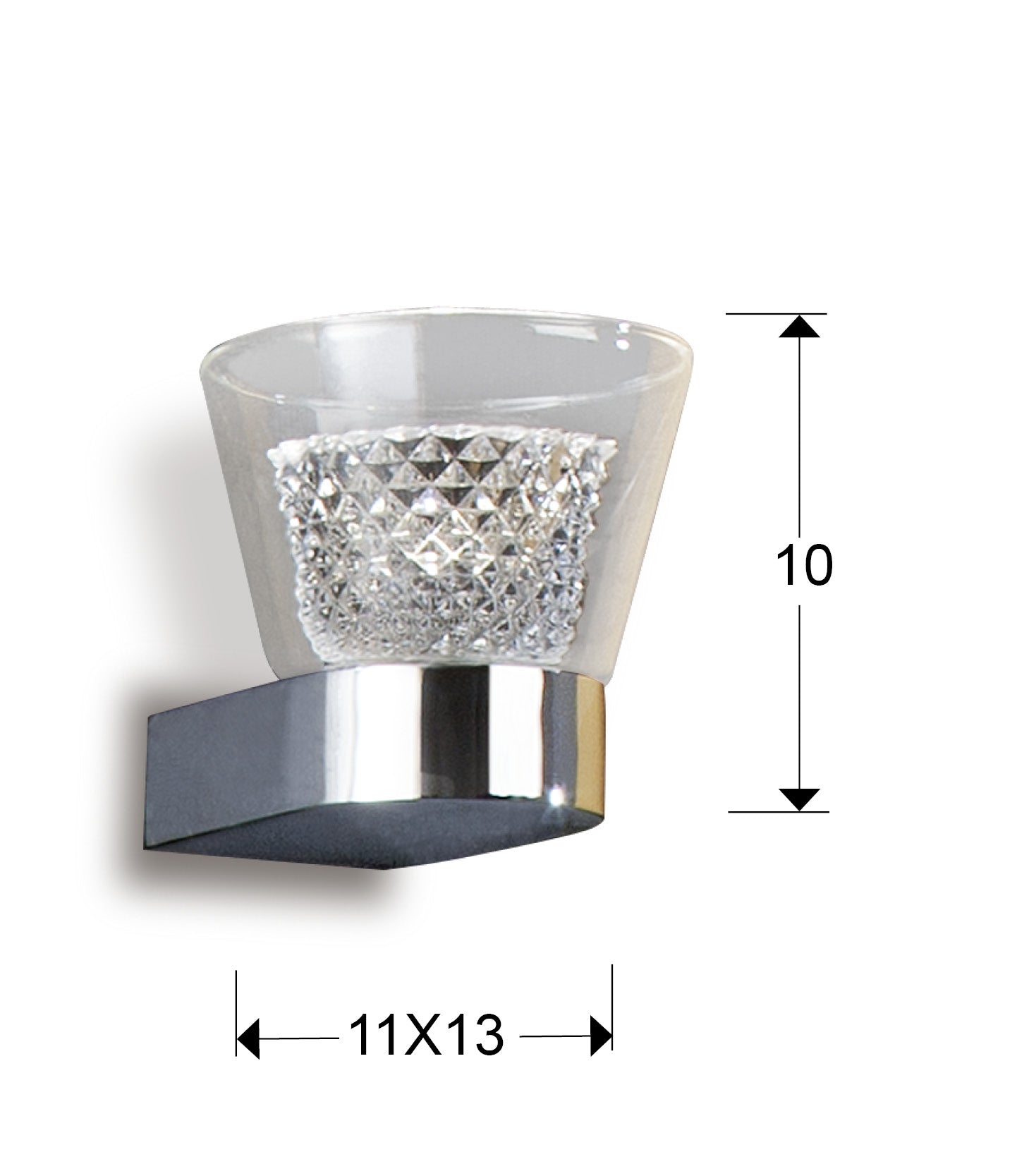Medidas aplique Schuller Lucía LED Cromo (Ref. 673938): 11x10x13 cm.
