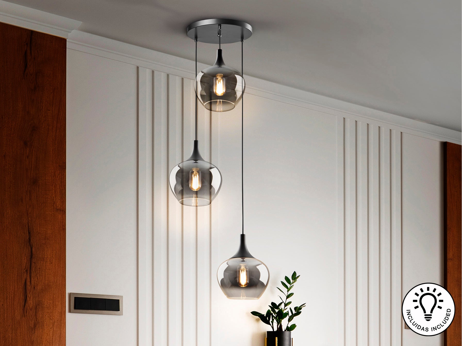 Lámpara Moderna 3 Luces Negra - Schuller Opaz - Calidad Premium | luzguru.com