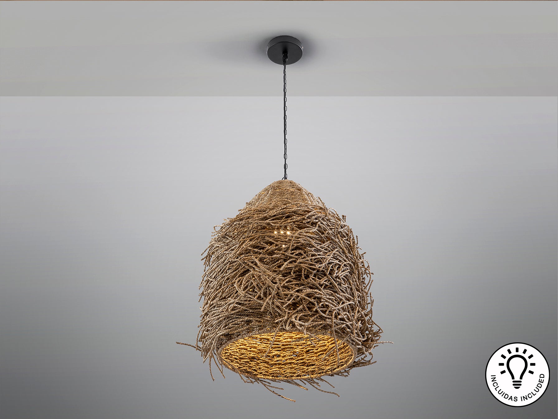 Schuller 196749 - Lámpara Maui Seagrass Negra - luzguru.com