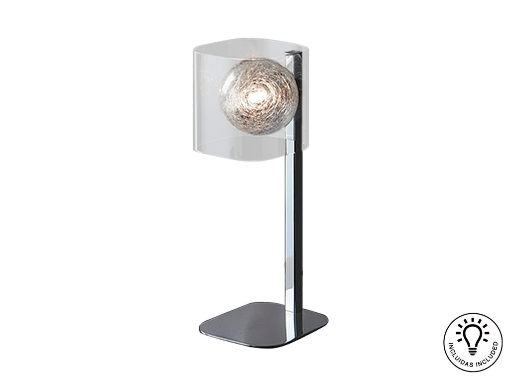 Lámpara Sobremesa Schuller Eclipse 506625 - Cromo y Transparente - luzguru.com