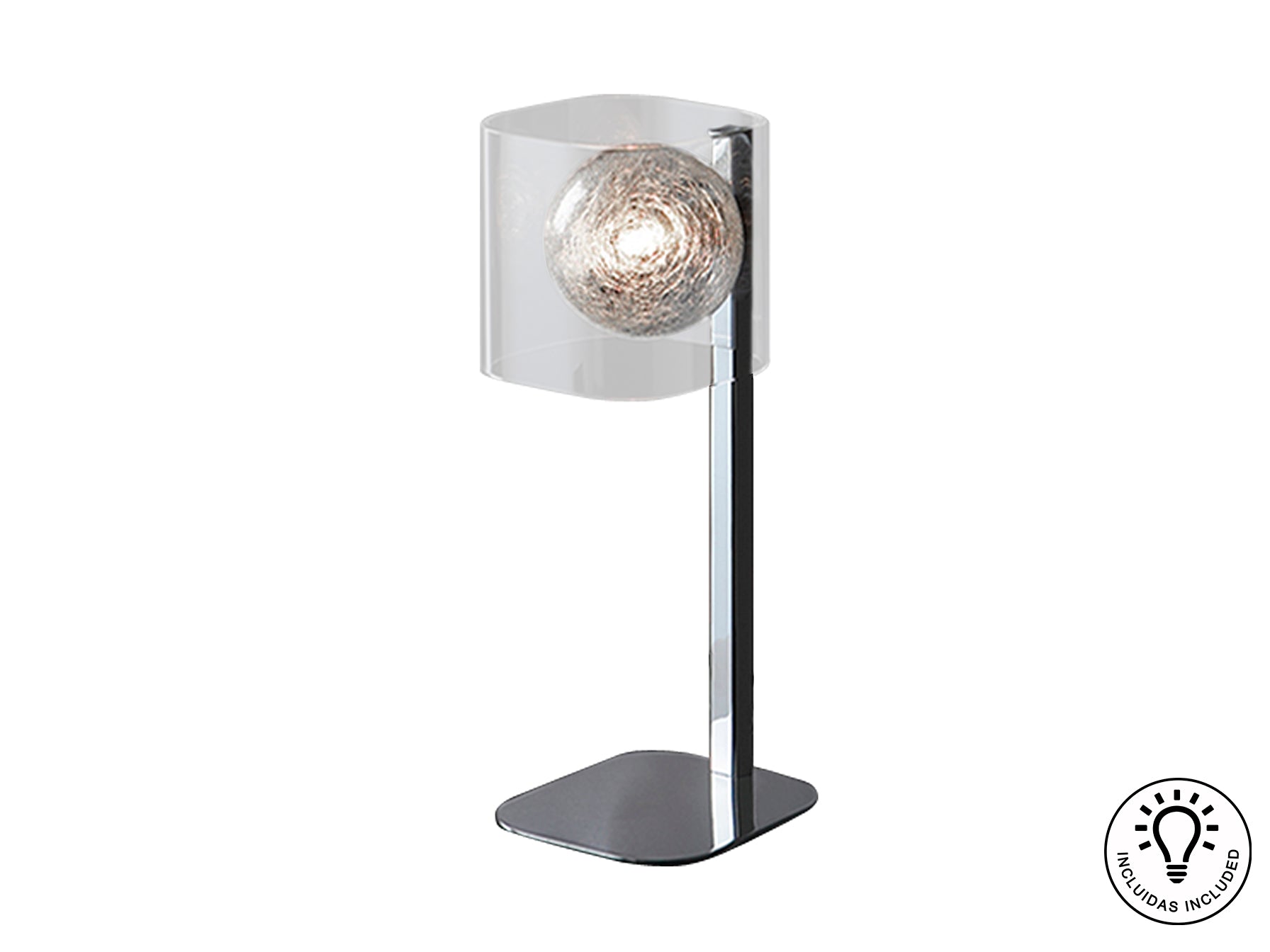 Lámpara Sobremesa Schuller Eclipse 506625 - Cromo y Transparente - luzguru.com