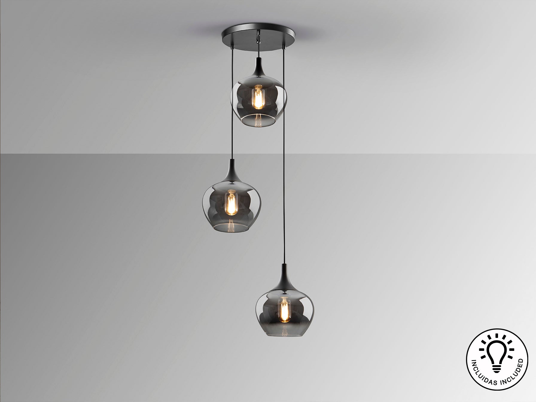 Lámpara Moderna 3 Luces Negra - Schuller Opaz - Calidad Premium | luzguru.com