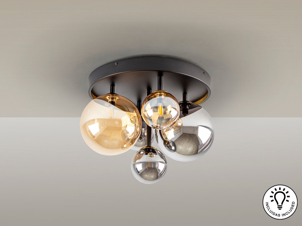 Schuller 439244 - Plafón de techo Dark 5 luces - luzguru.com