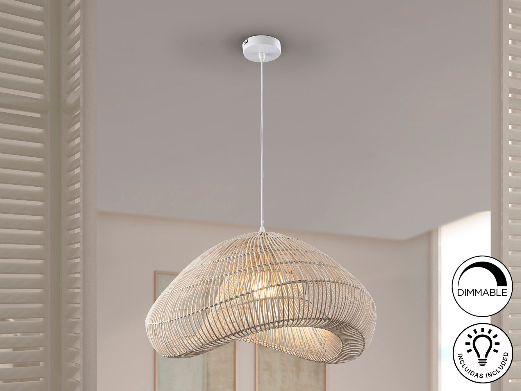 Lámpara Ratán Schuller Sabah - Iluminación elegante para tu hogar | luzguru.com