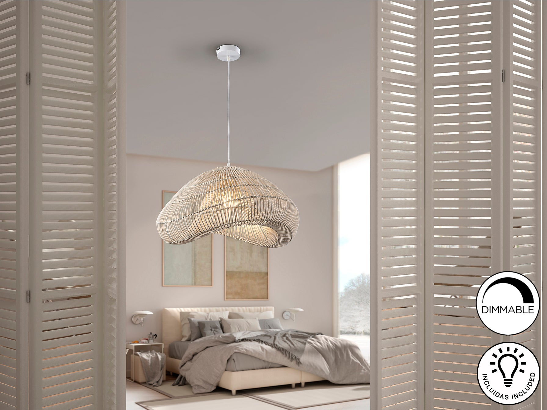 Lámpara Ratán Schuller Sabah - Iluminación elegante para tu hogar | luzguru.com