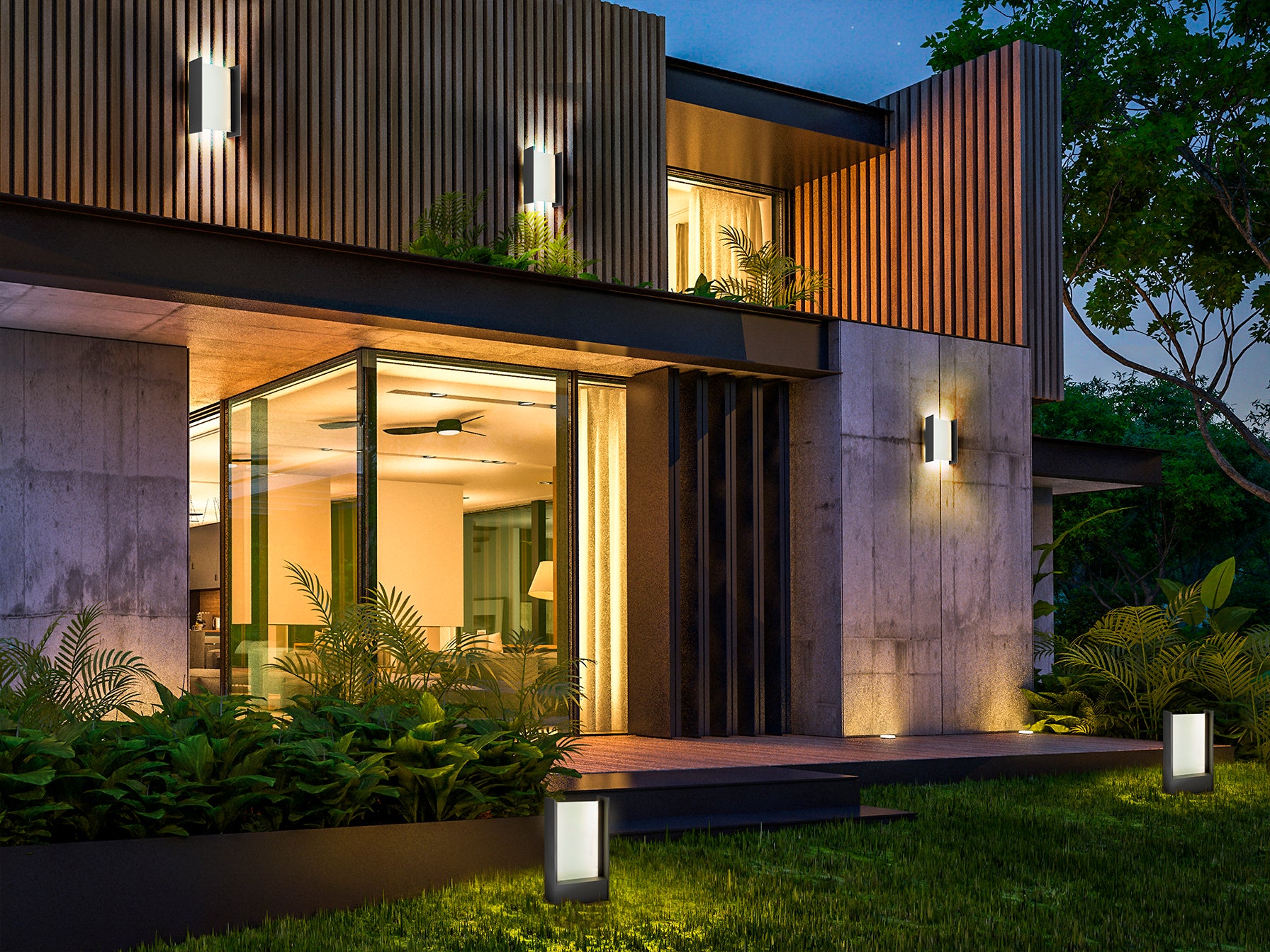 Aplique Exterior Schuller Matia - Iluminación Gris IP65 | luzguru.com