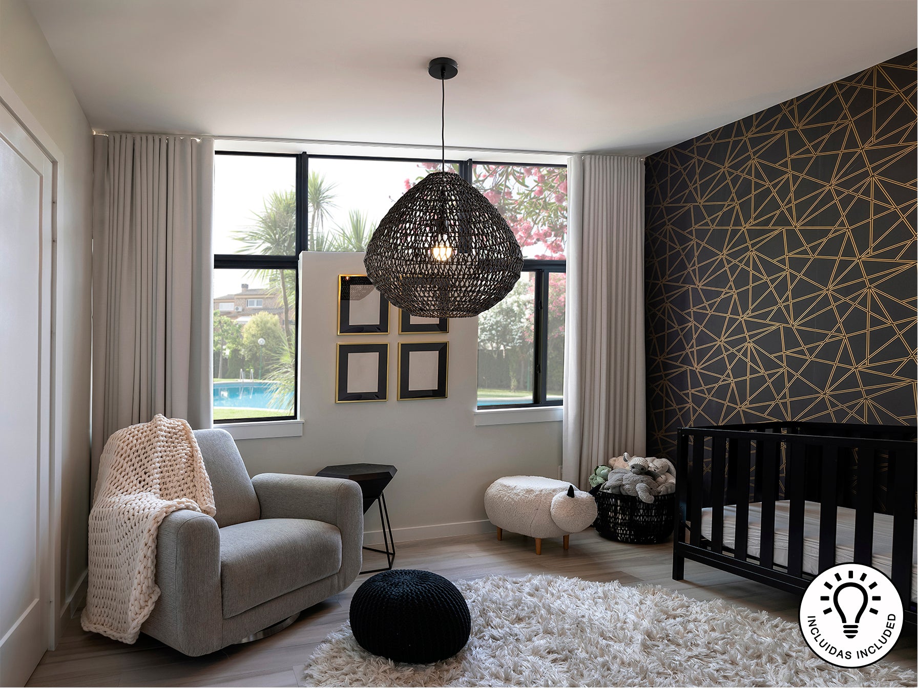 Lámpara de Papel Trenzado Negra - Schuller Maon | luzguru.com