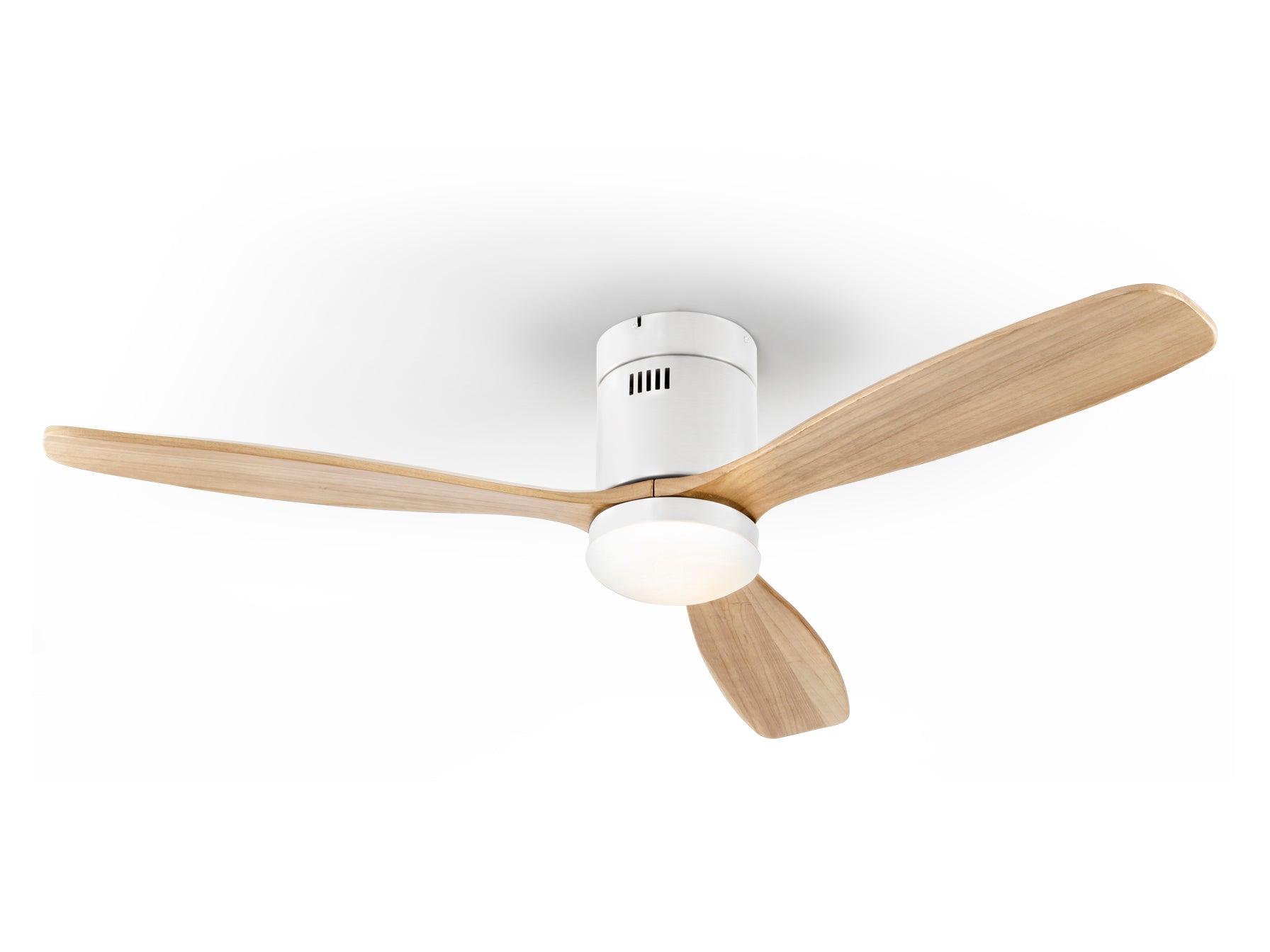 Ventilador Techo Schuller Siroco - LED, Blanco y Madera | luzguru.com