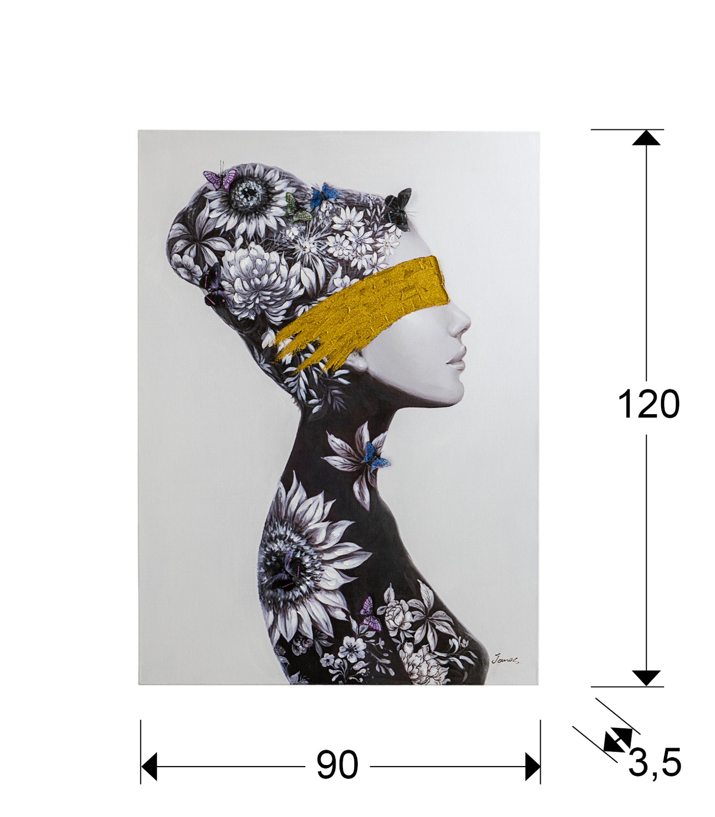 Medidas Cuadro Acrílico Schuller Perfil I 498036: 90x120x3.5cm, 2.12kg.
