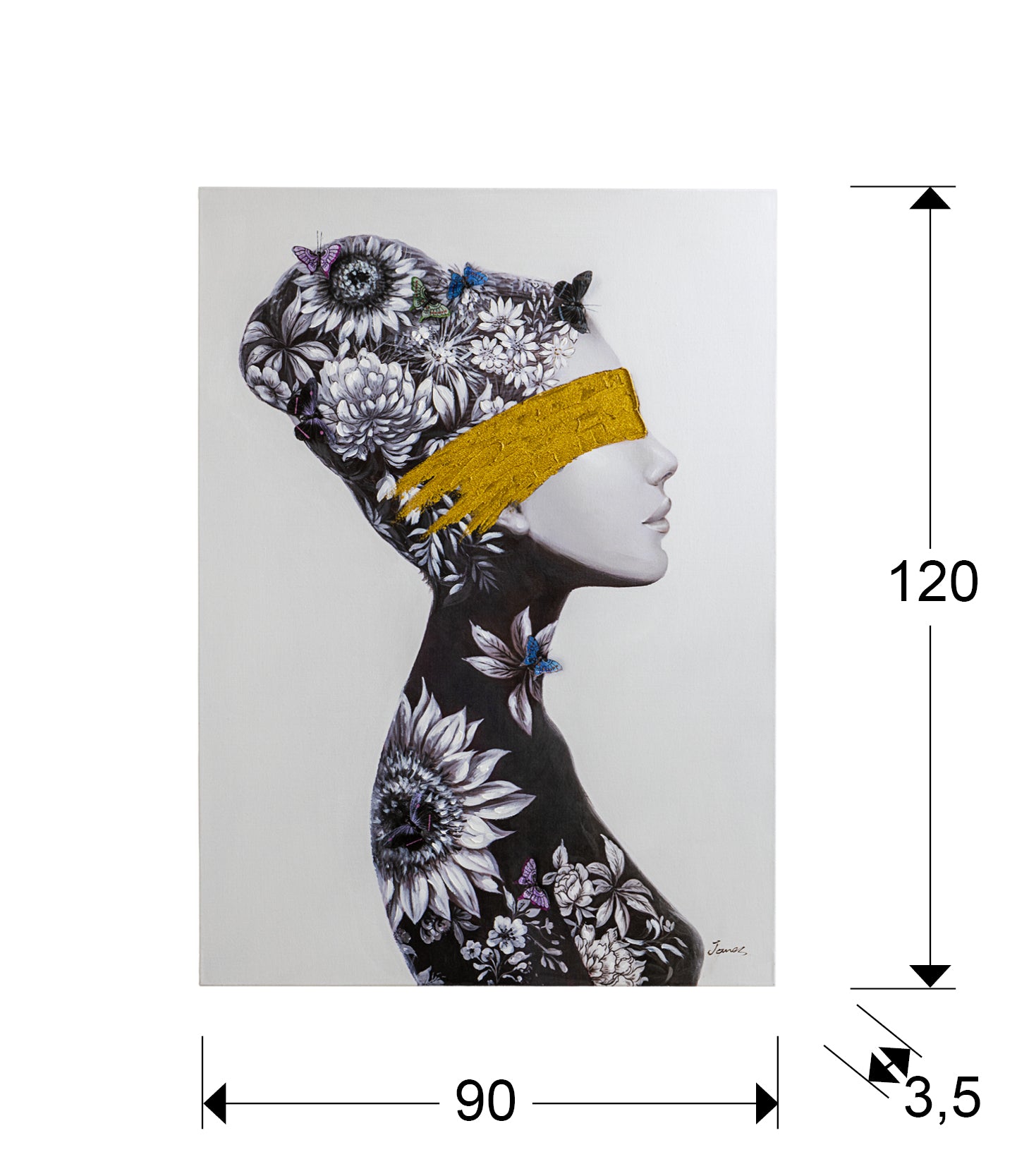 Medidas Cuadro Acrílico Schuller Perfil I 498036: 90x120x3.5cm, 2.12kg.
