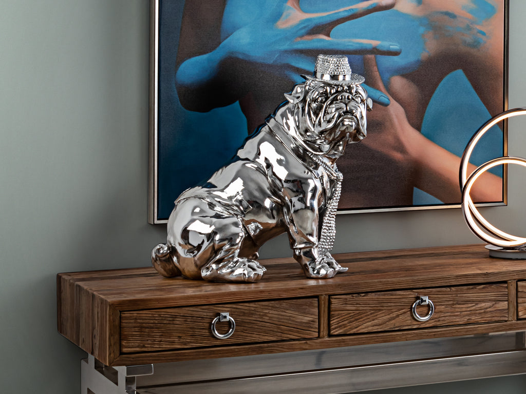 Figura Decorativa Bulldog Cromado - Schuller - luzguru.com