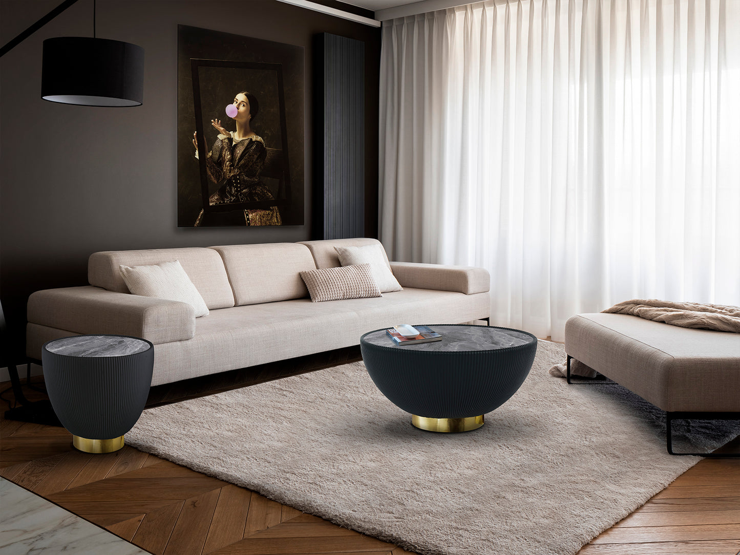 Mesa Centro Negra y Latón Schuller - Diseño Moderno | luzguru.com