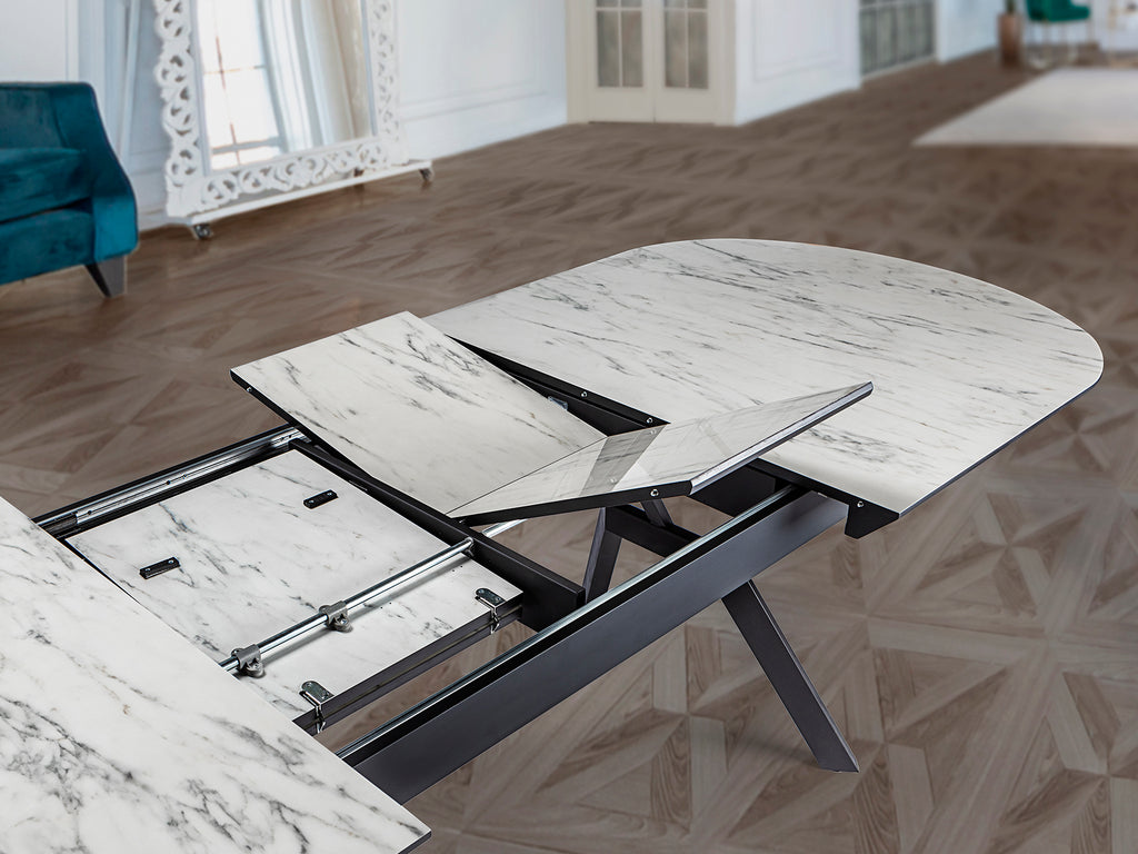 Mesa Comedor Extensible Marmol Blanco - Schuller Antea | luzguru.com