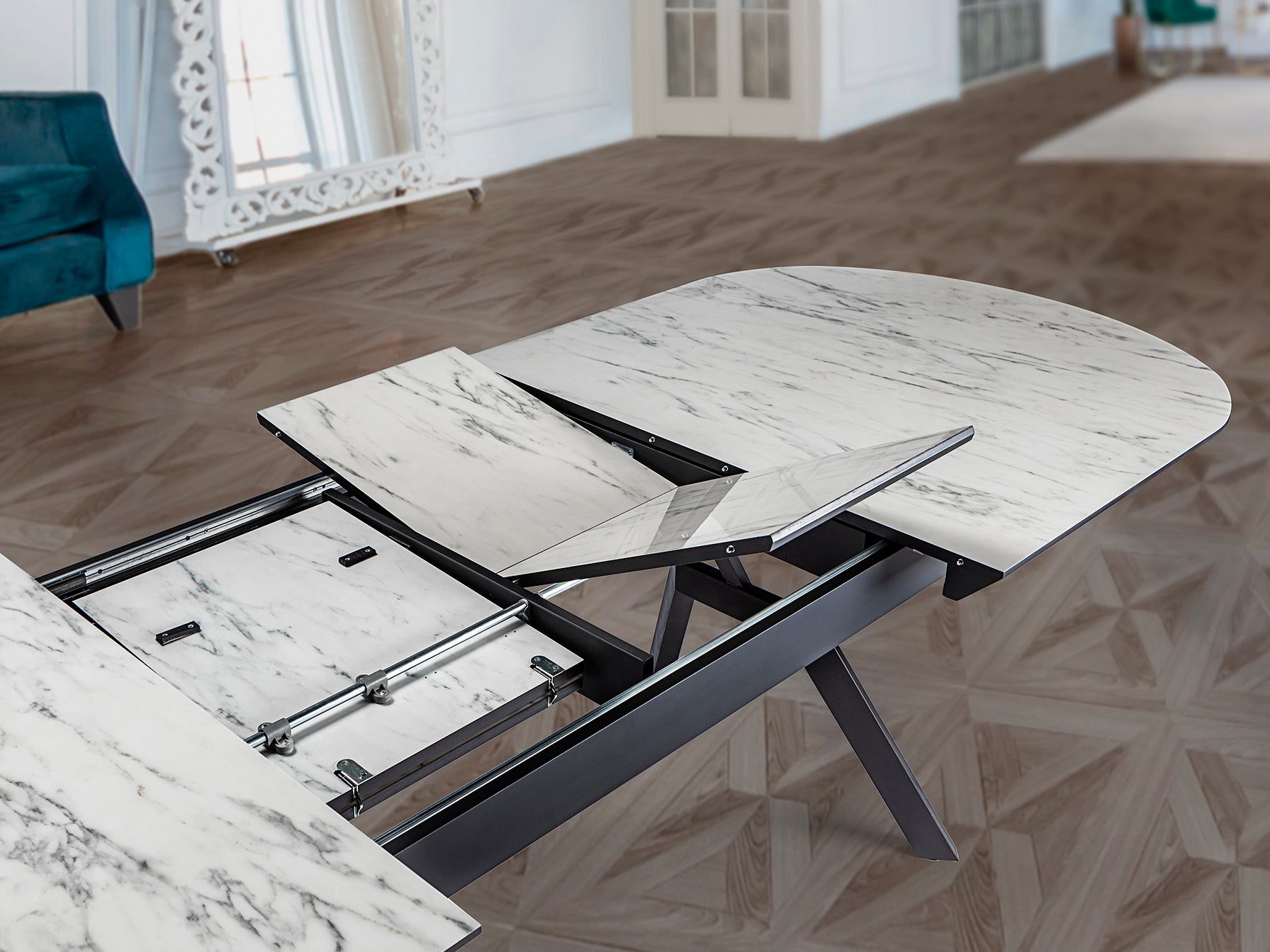 Mesa Comedor Extensible Marmol Blanco - Schuller Antea | luzguru.com