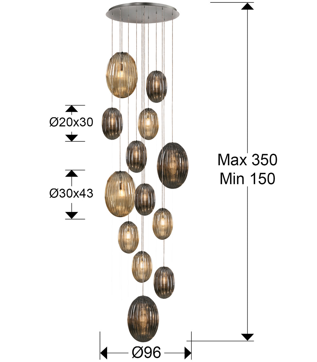 Medidas Lámpara Techo Schuller Ovila 752459D: Ø96cm, Alto 150-350cm.  Iluminación moderna regulable en altura y dimmable.
