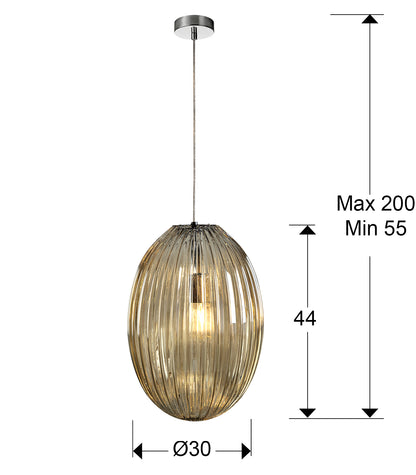 Medidas Lámpara Ovila Coñac Schuller 752091: Ø30cm, Alto 55-200cm.  Luzguru.
