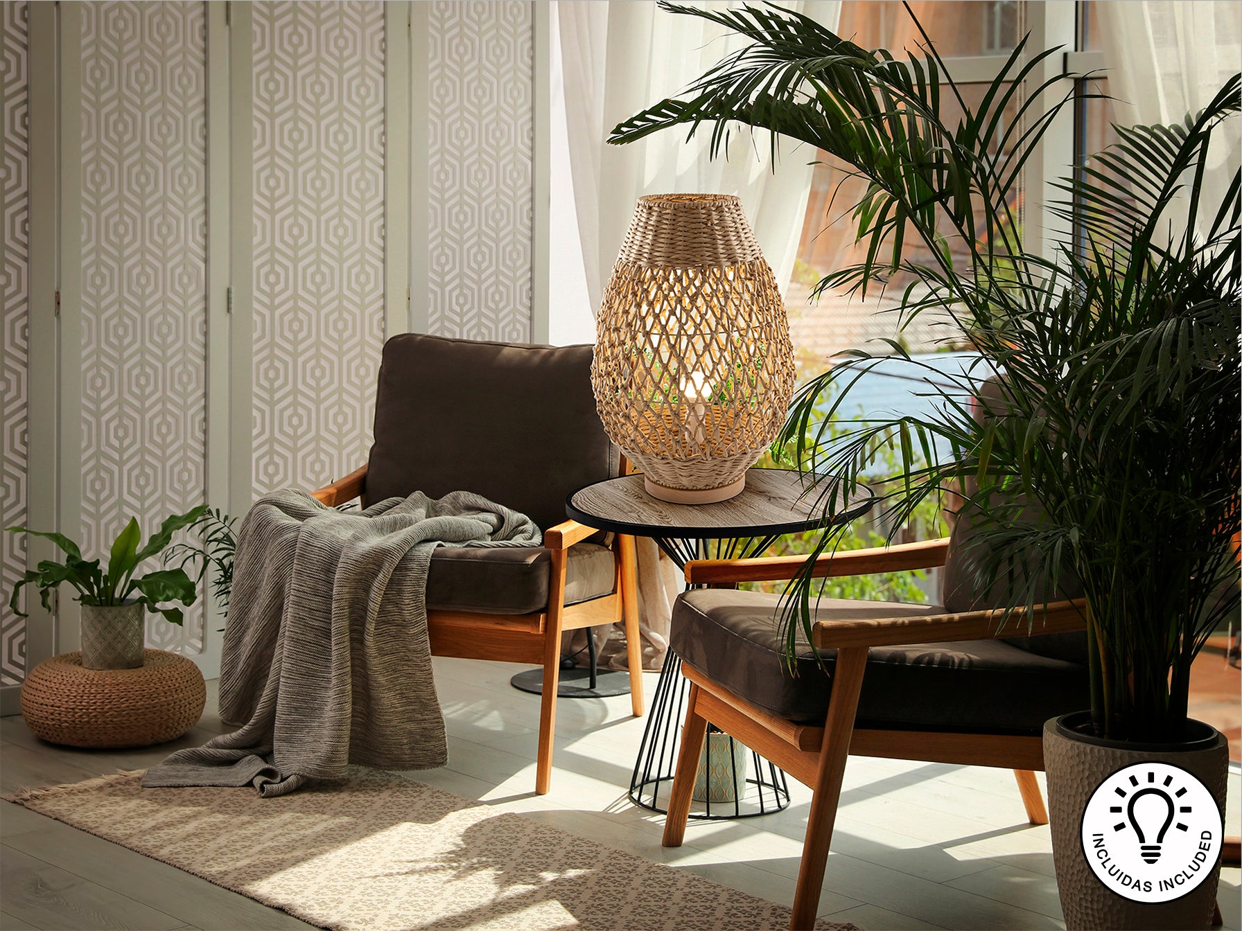 Lámpara Sobremesa Yaiza Beige - Schuller - Calidad Premium | luzguru.com