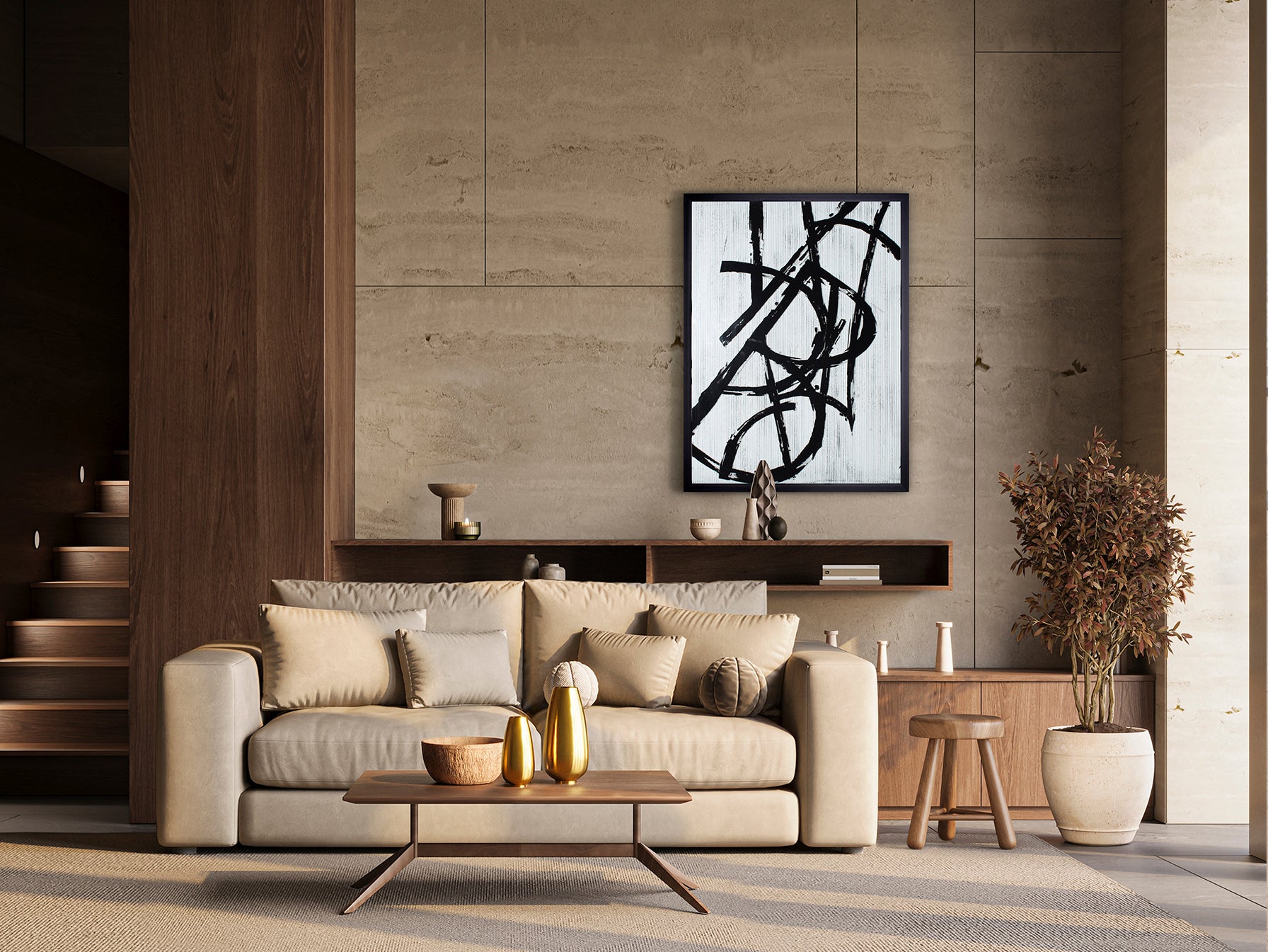 Cuadro Moderno Blanco y Negro 75x100cm - Schuller - Calidad Premium | luzguru.com