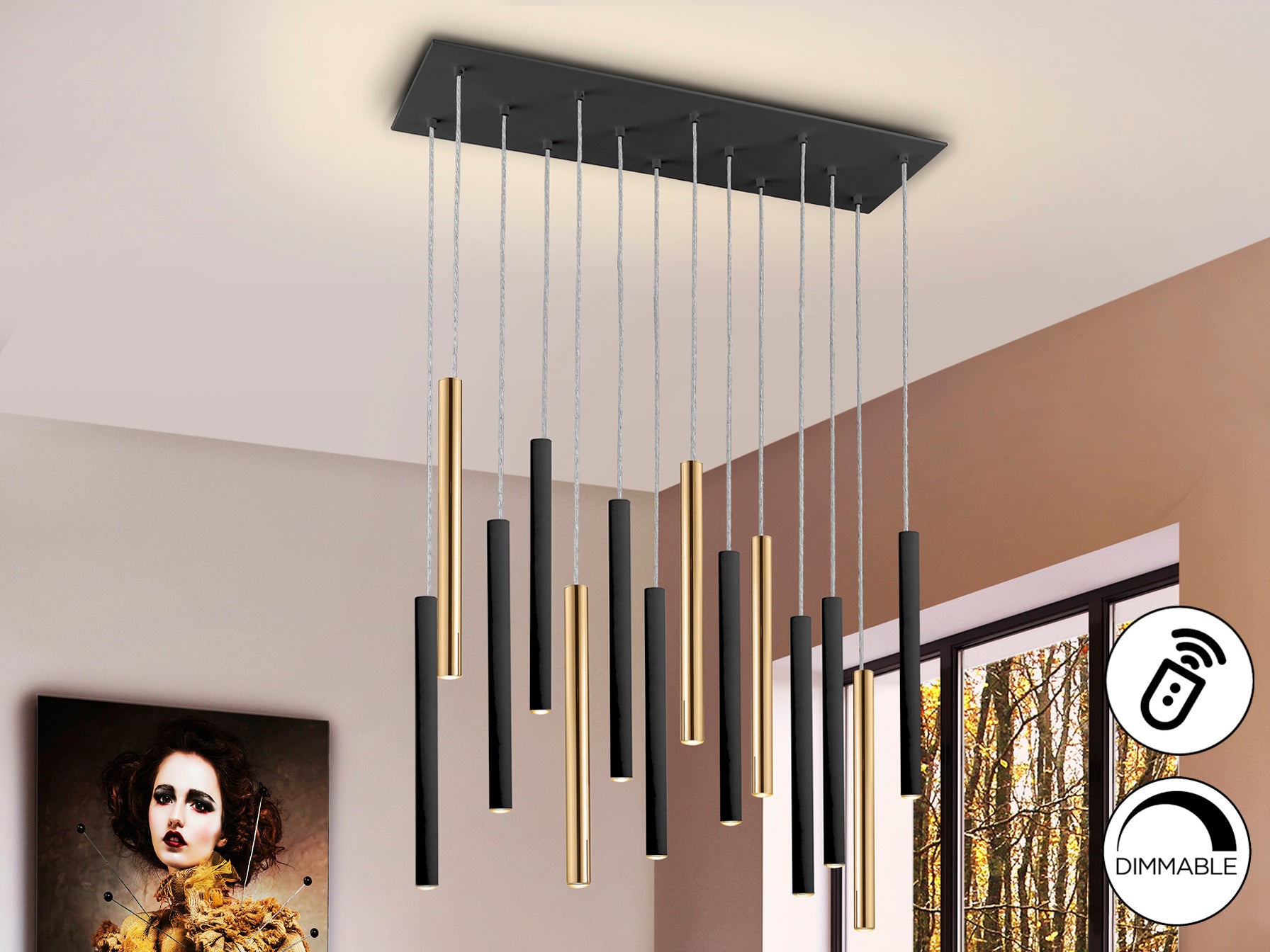 Lámpara Techo LED Oro Negro - Schuller Varas - luzguru.com