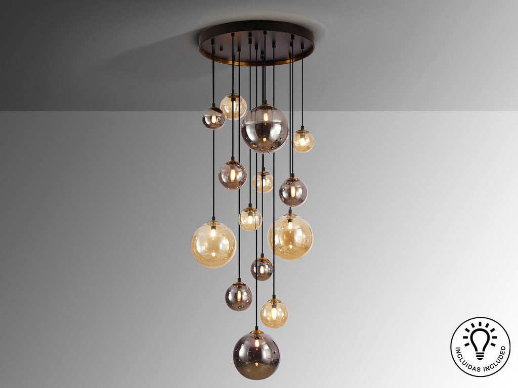 Lámpara Techo Moderna Negro y Latón - Schuller Dark | luzguru.com