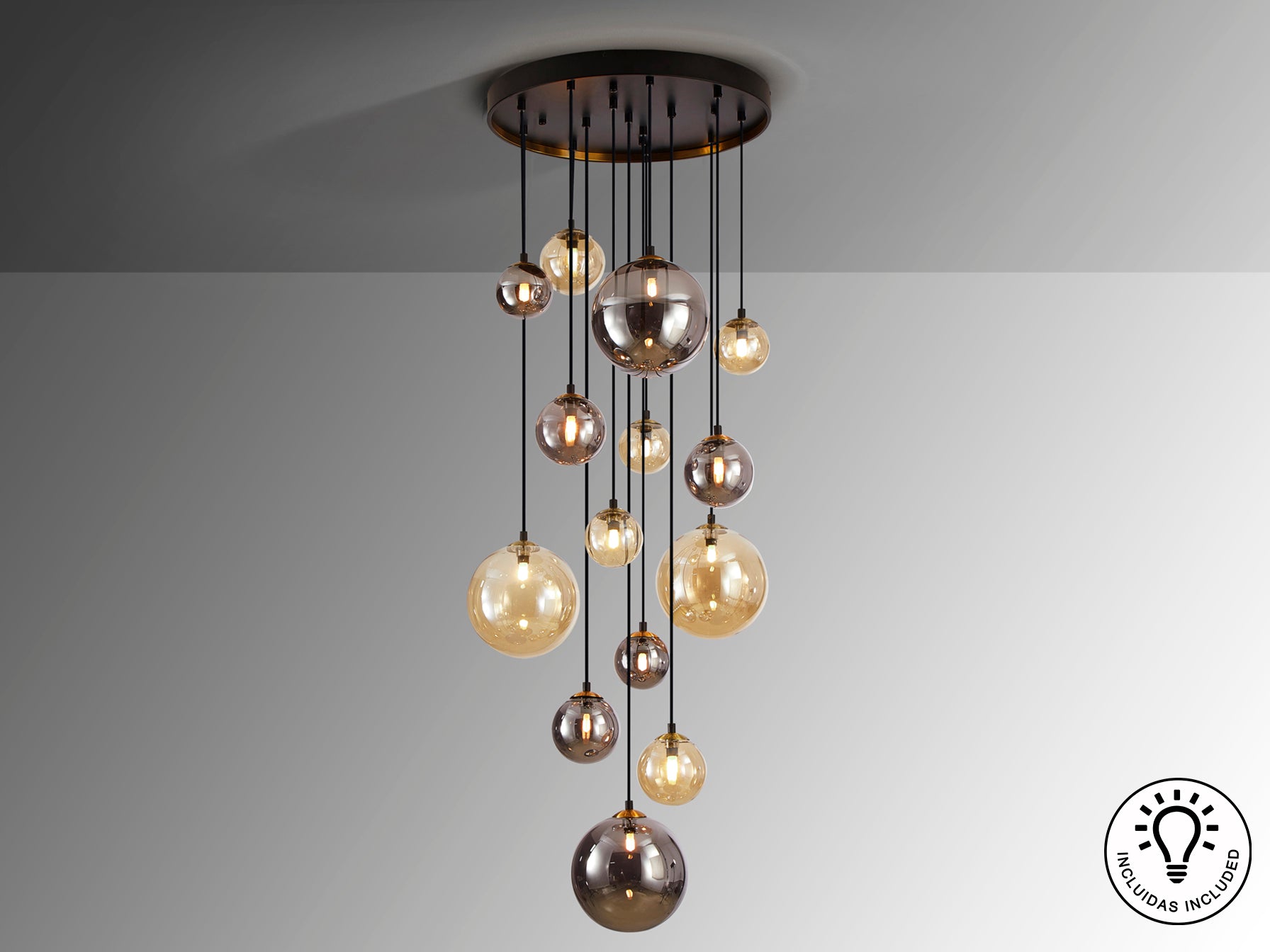 Lámpara Techo Moderna Negro y Latón - Schuller Dark | luzguru.com