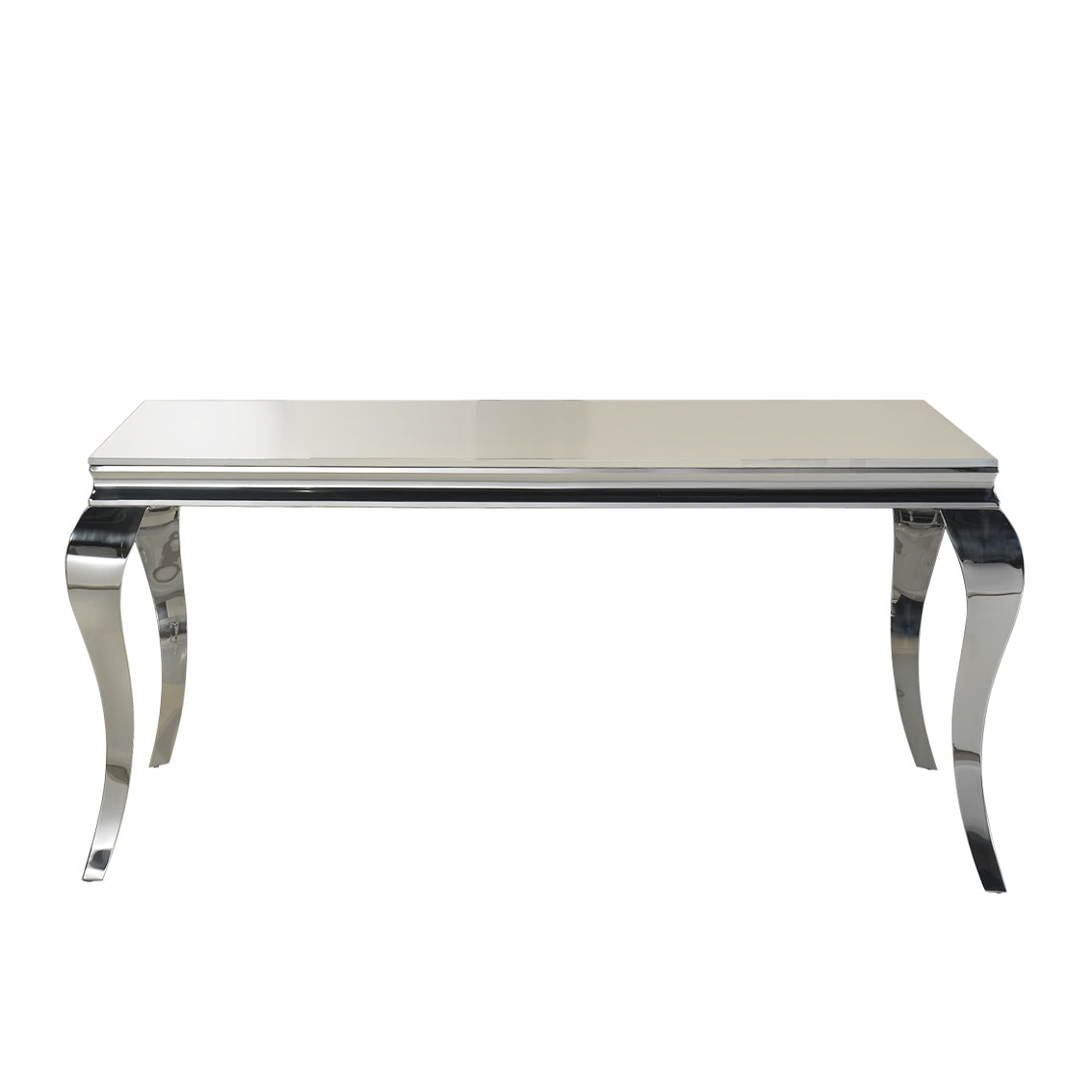 Mesa Comedor Schuller Barroque 792219 - Acero Inoxidable y Cristal Templado - luzguru.com
