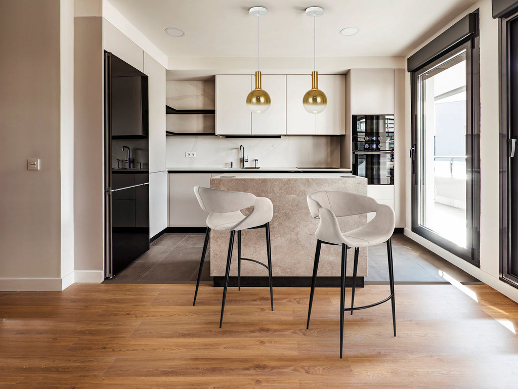 Taburete Alto Diseño Schuller - Giro II - Negro y Piedra | luzguru.com