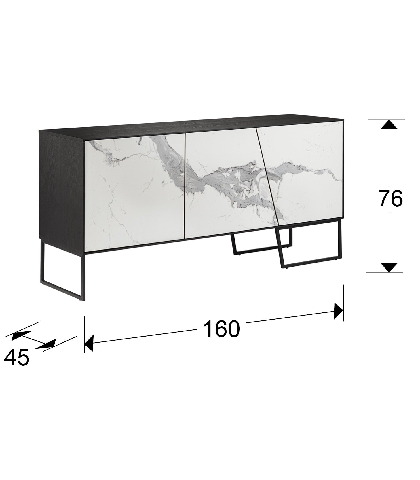 Medidas Aparador Kerala Schuller 603645: 160x76x45 cm.  Ancho, alto y profundidad.
