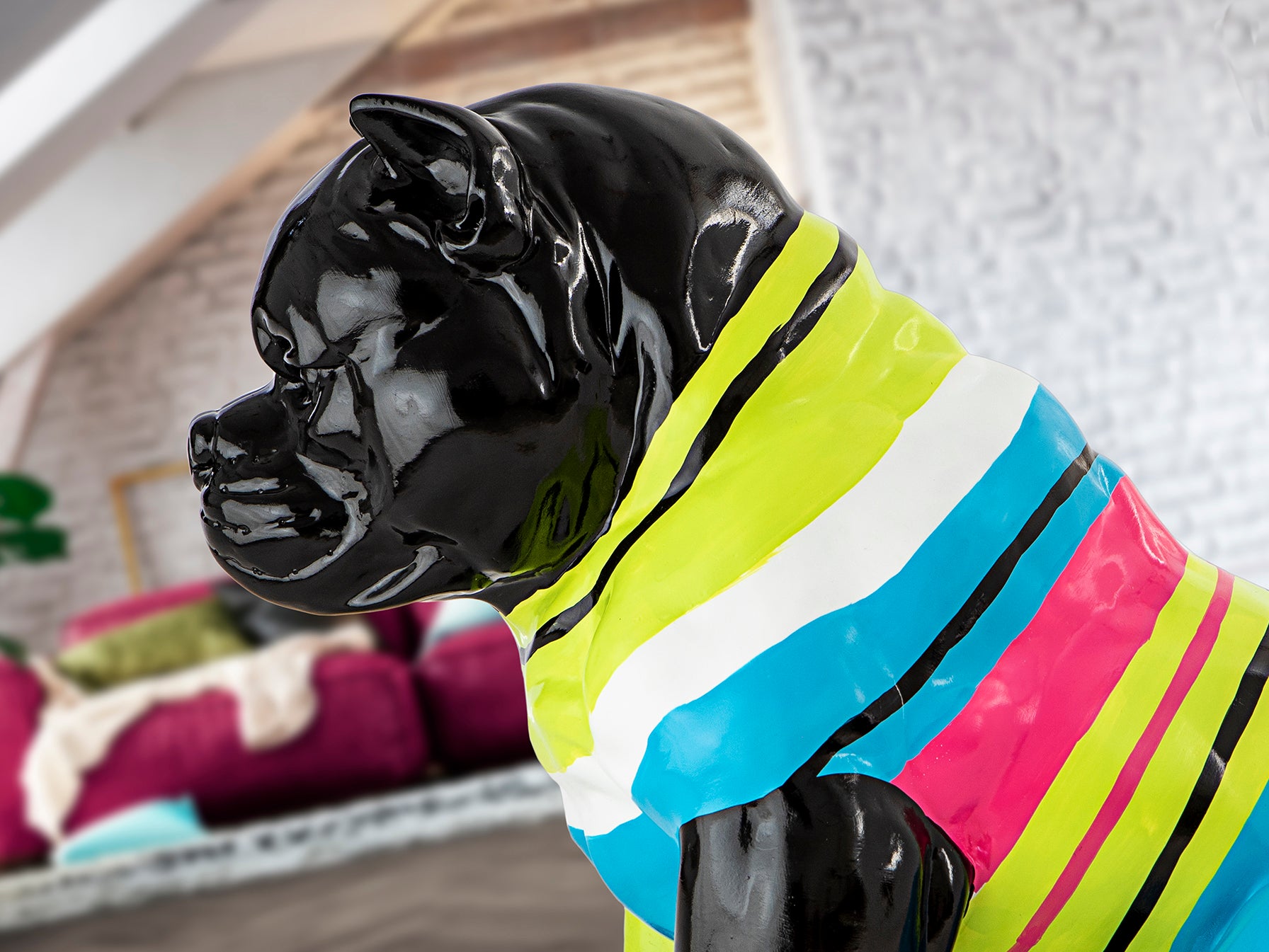 Figura decorativa Pitbull Schuller Rocky - Negra con Rayas | luzguru.com