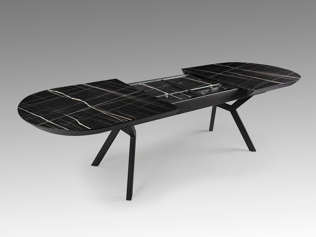 Mesa Comedor Extensible Marmol Negro - Schuller Antea - Calidad Premium | luzguru.com