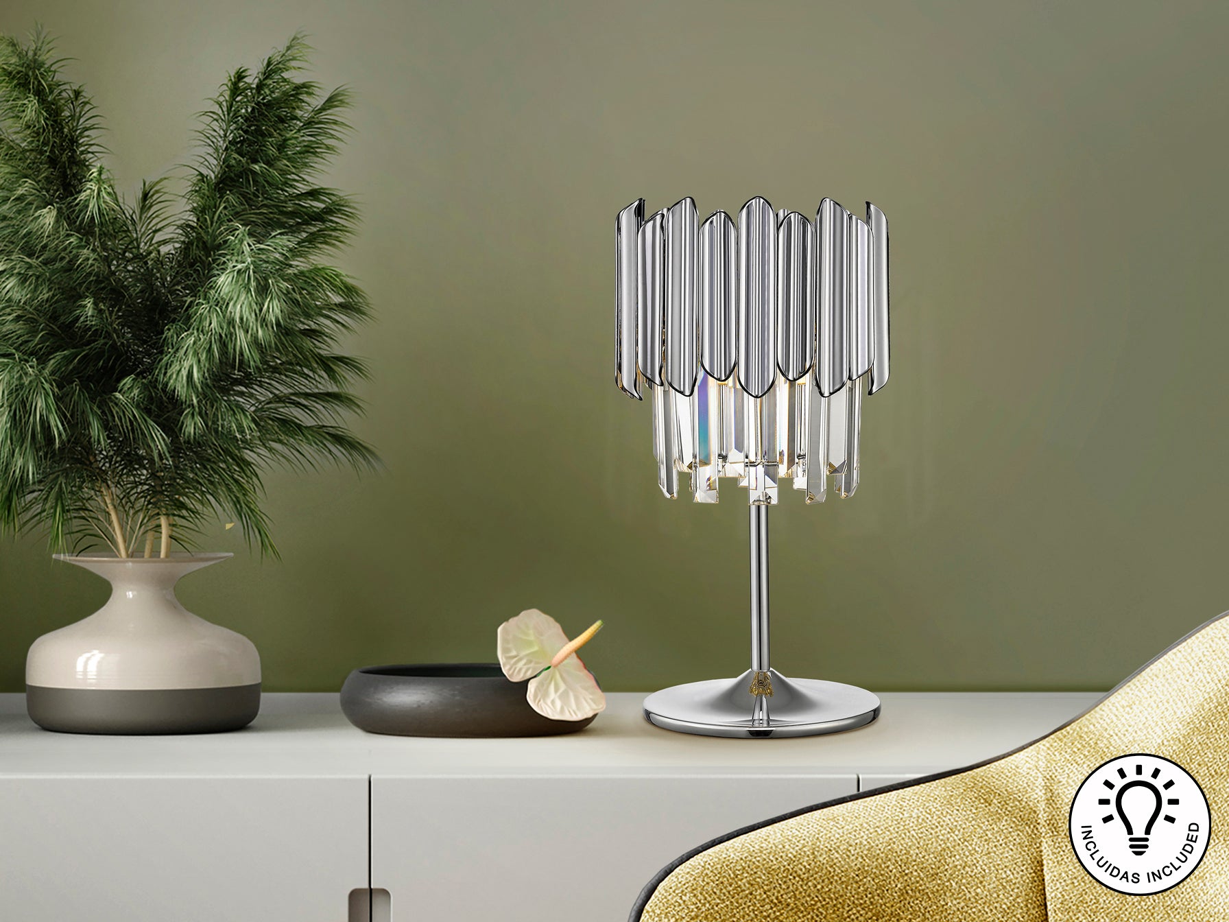 Lámpara Sobremesa Tiara Cromada - Schuller - luzguru.com