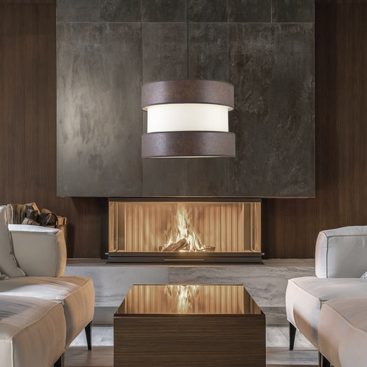 Colgante Dion Alemar en ambiente de salón - Iluminación industrial suave