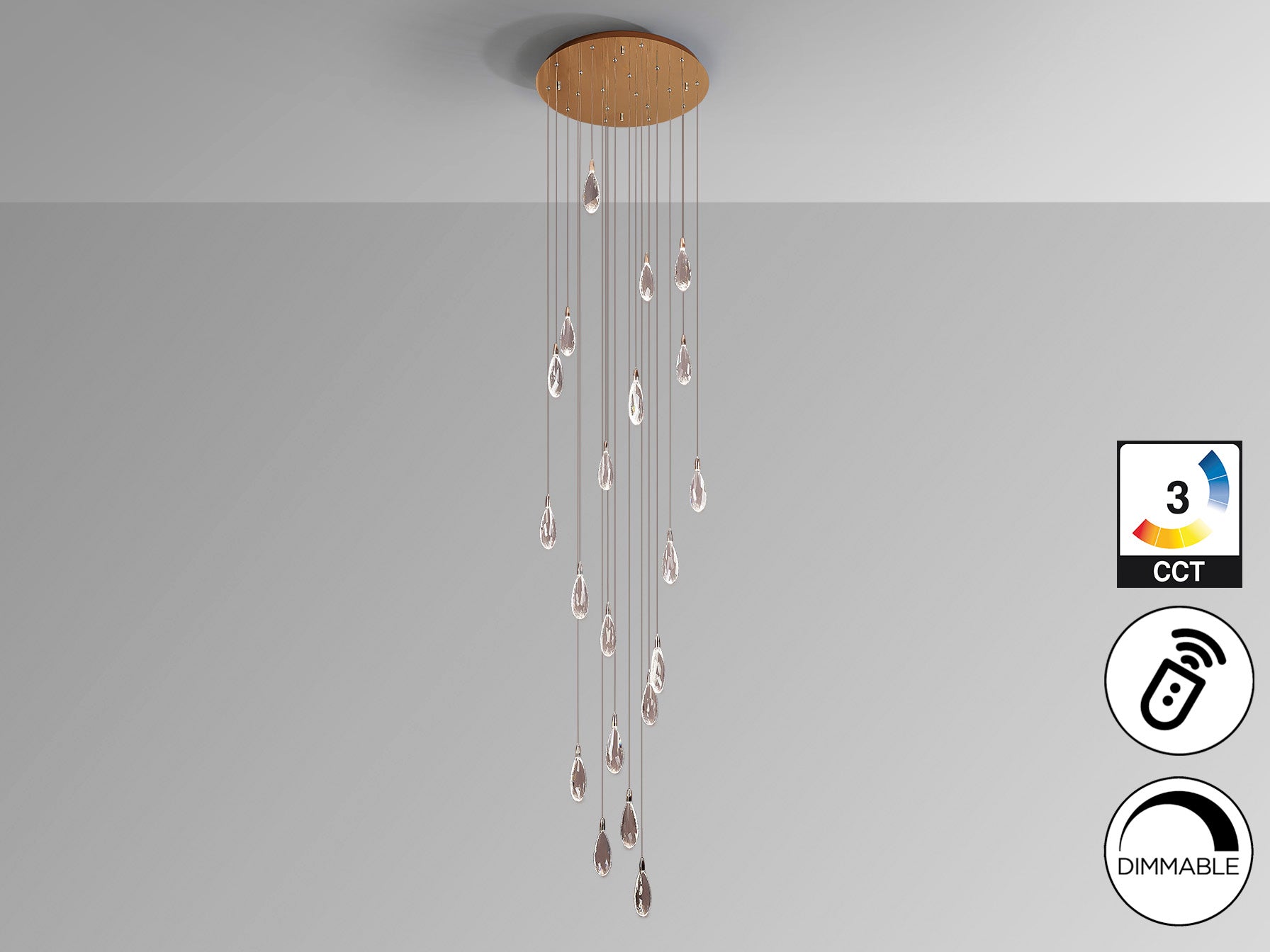 Lámpara Lágrimas 20 Luces Oro Rosa Regulable - Schuller - 452274 - Vista 7