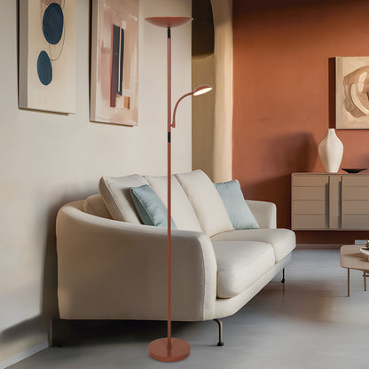 Pie de salón LED Kos Terracota en salón moderno - Ambiente iluminado