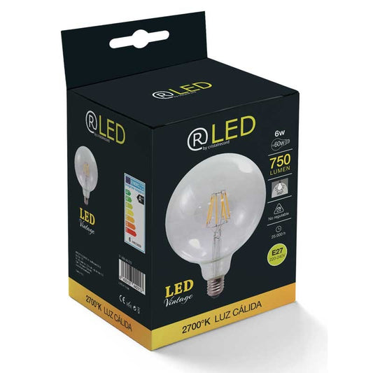 Bombilla LED Filamento G125 E27 6W 2700K Cristal CristalRecord - imagen 2 | CristalRecord