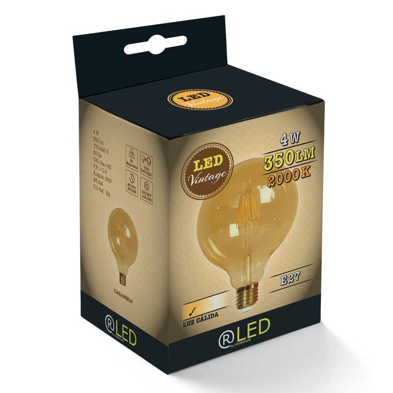 Bombilla fabricada en Vidrio color Caramelo para iluminación suave