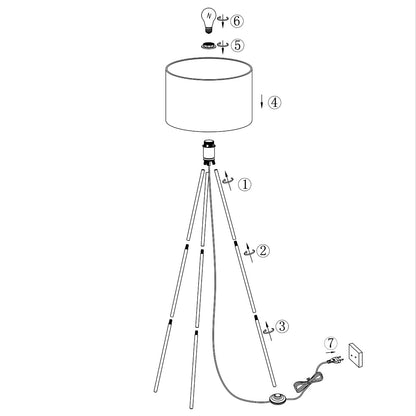 Pie de salón Tivoli negro Alemar - Vista lateral con cable e interruptor