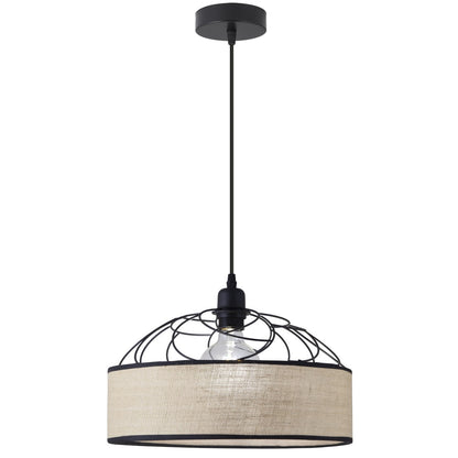 Lámpara colgante Prison ALEMAR con pantalla textil marrón - Vista principal