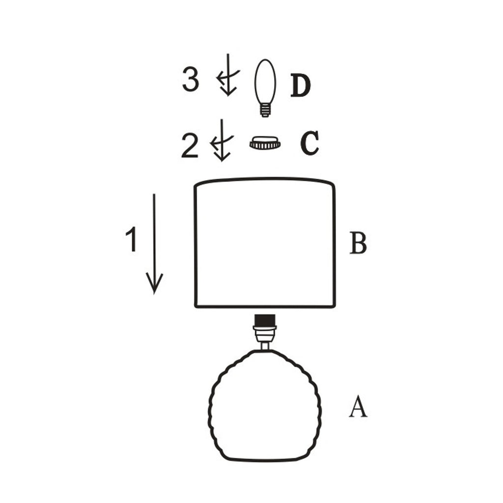 Detalle de base cerámica y pantalla de la lámpara sobremesa Clo Beige ALEMAR
