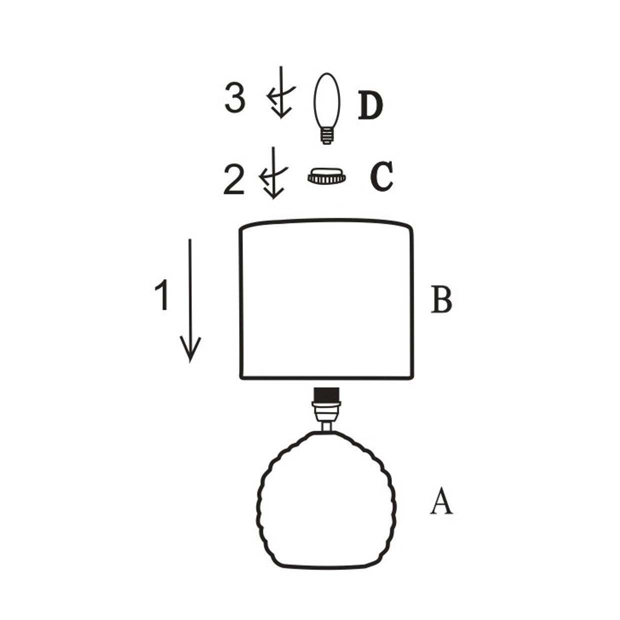 Detalle de base cerámica y pantalla tela de lámpara Cló marrón Alemar