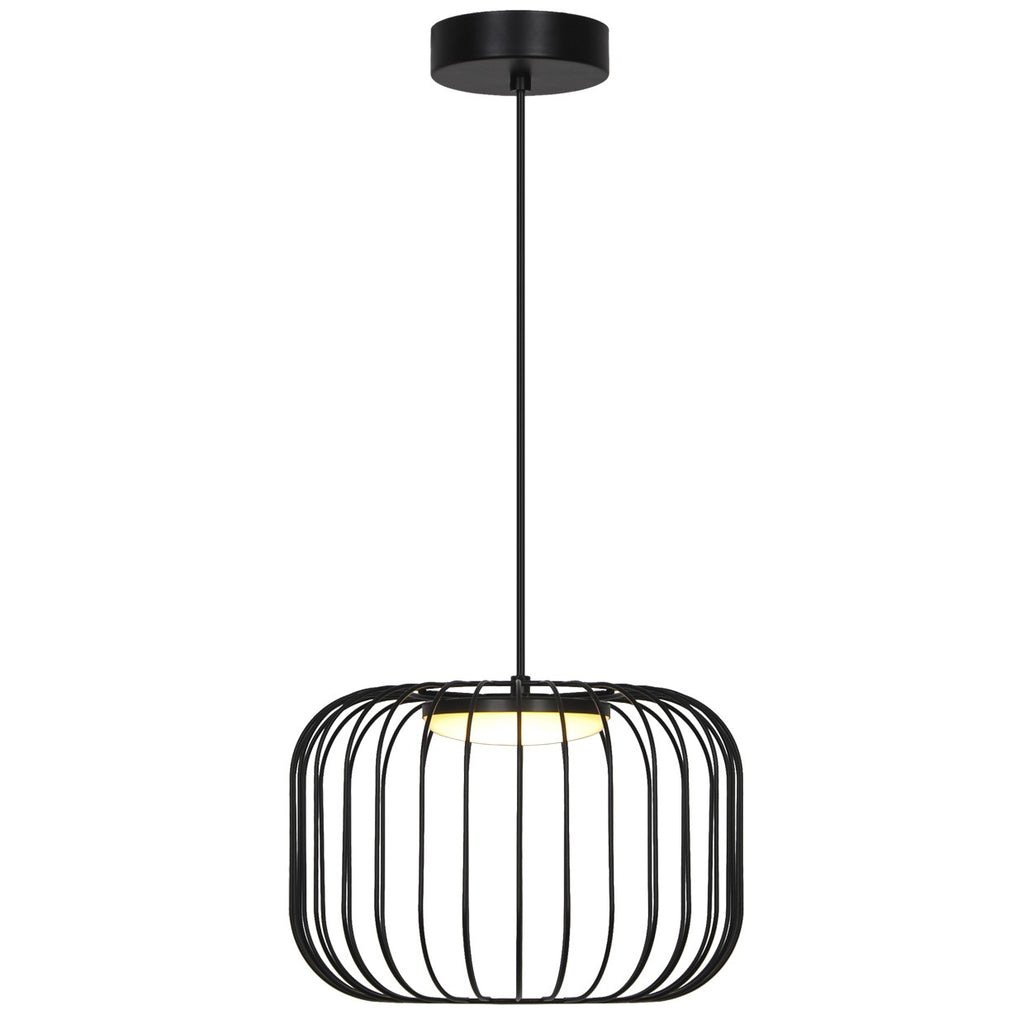 Colgante LED Egon negro 9W ALEMAR - Vista principal con tulipa iluminada